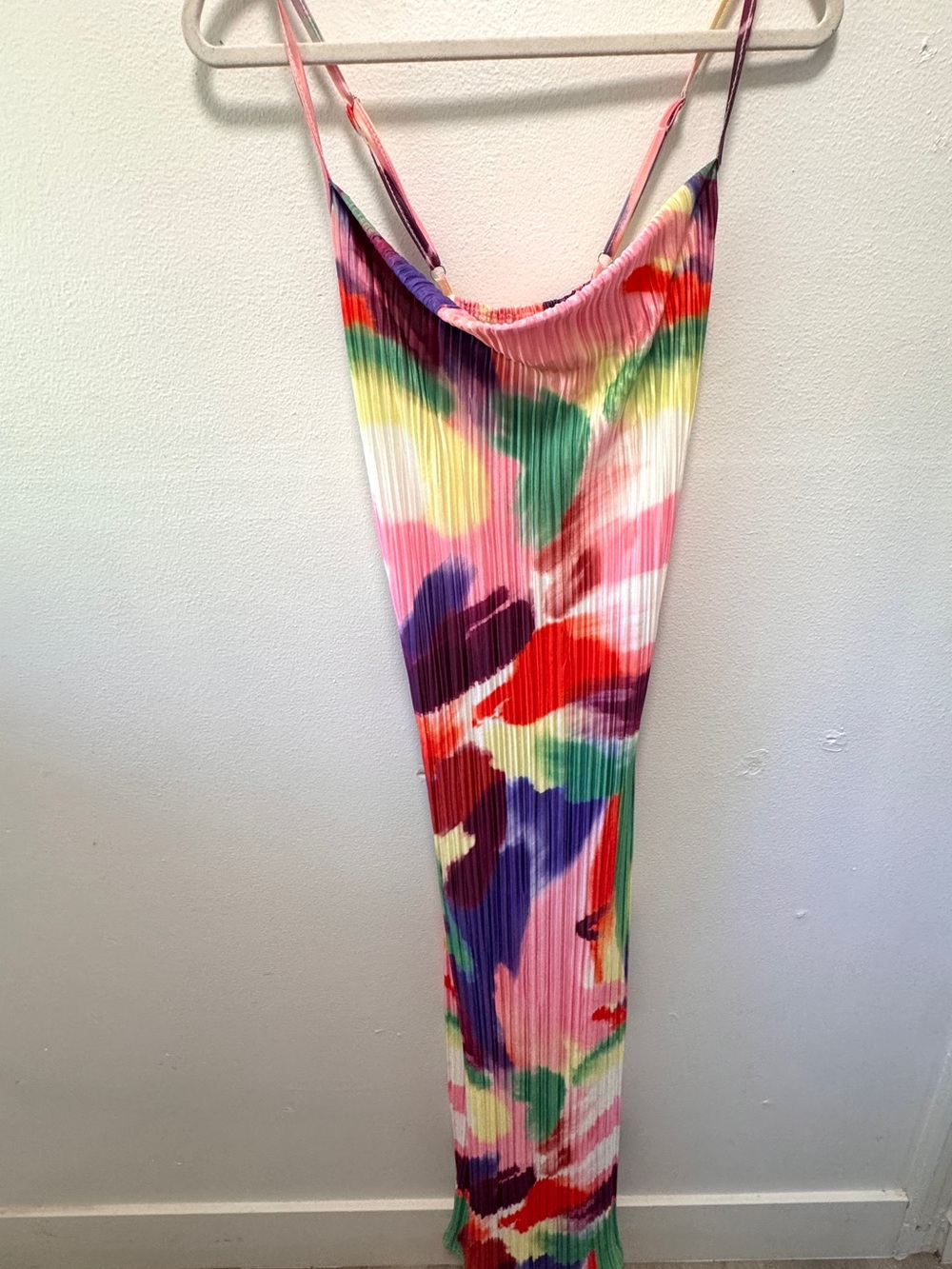 Cowl Neck Maxi Colorful Dress
